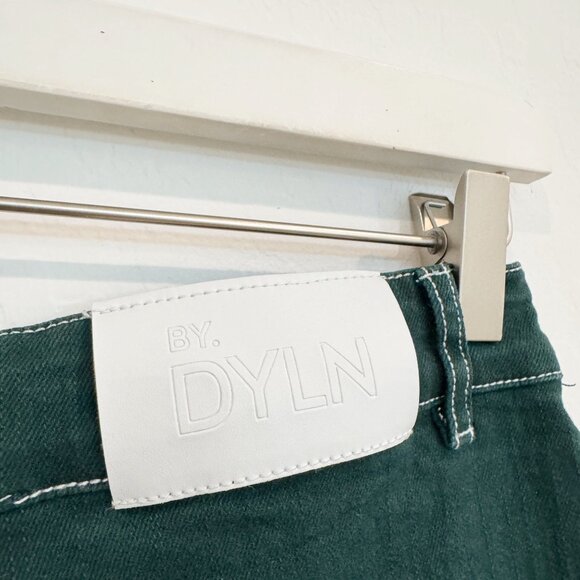 By Dyln Cooper Contrast Stitch High Rise Wide Leg Jeans Baggy Pants Green Small - Picture 9 of 13